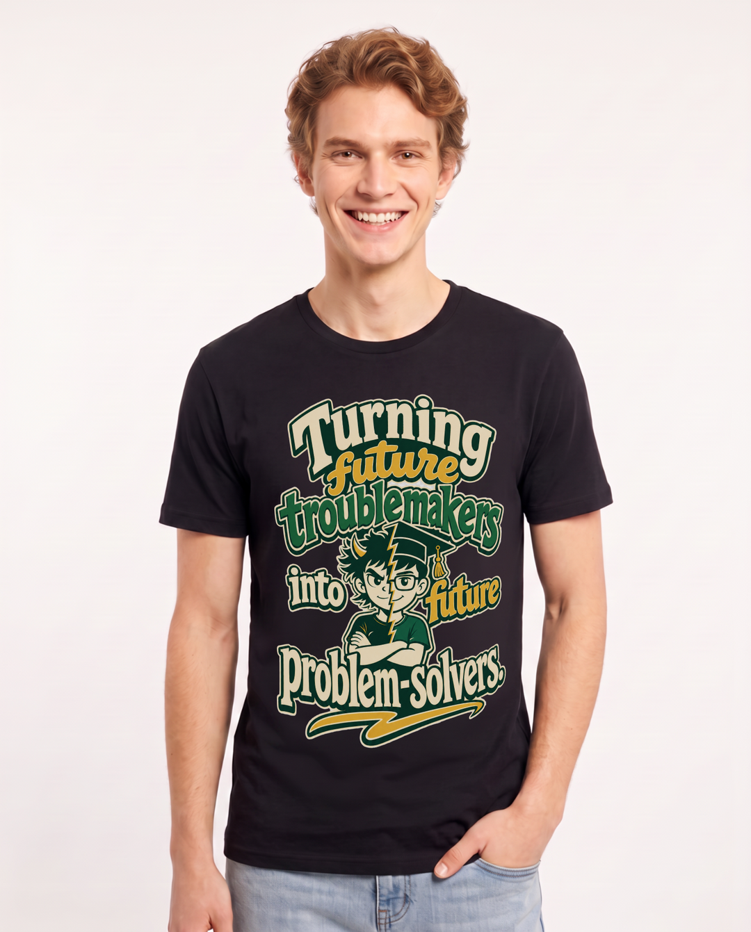 Teacher Black T-Shirt for Men – Everyday Expression Graphic Tee product image 3