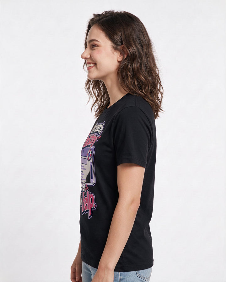 Funny Meme Women's Black T-Shirt – My search history is a cry for help. product image 2