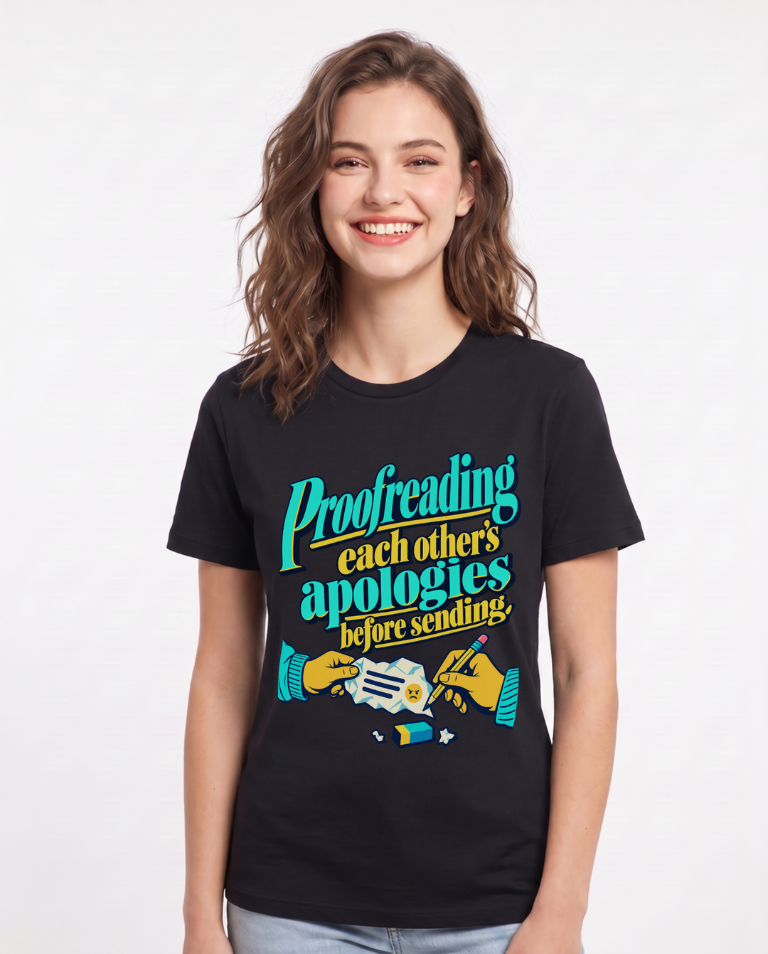 Couples Black T-Shirt for Women – Everyday Expression Graphic Tee product image 3