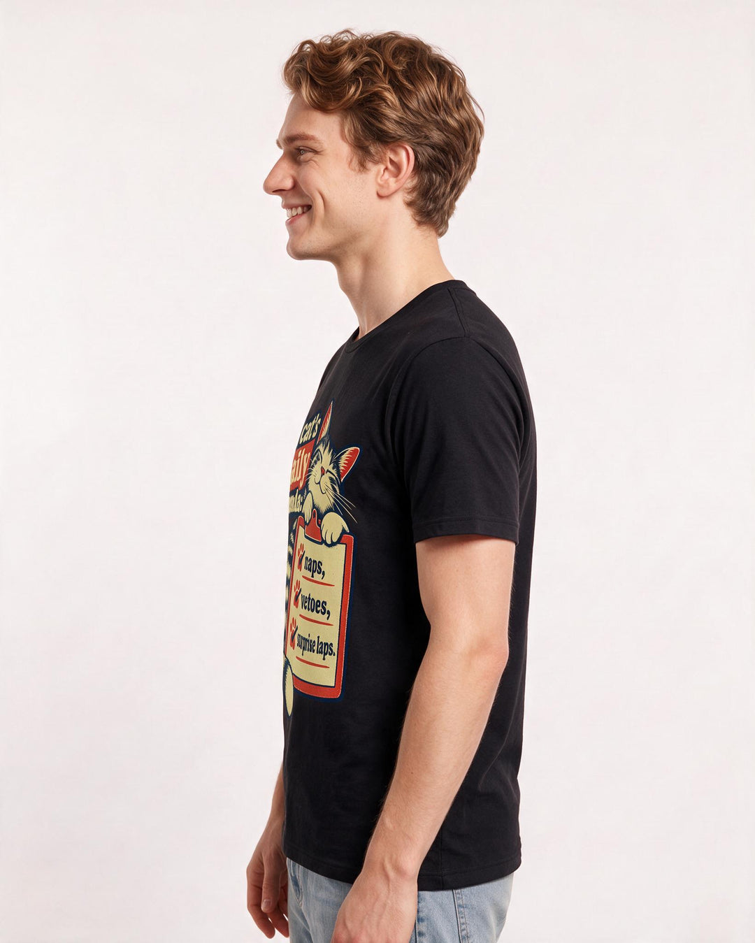 Cat Lover Black T-Shirt for Men – Everyday Expression Graphic Tee product image 2