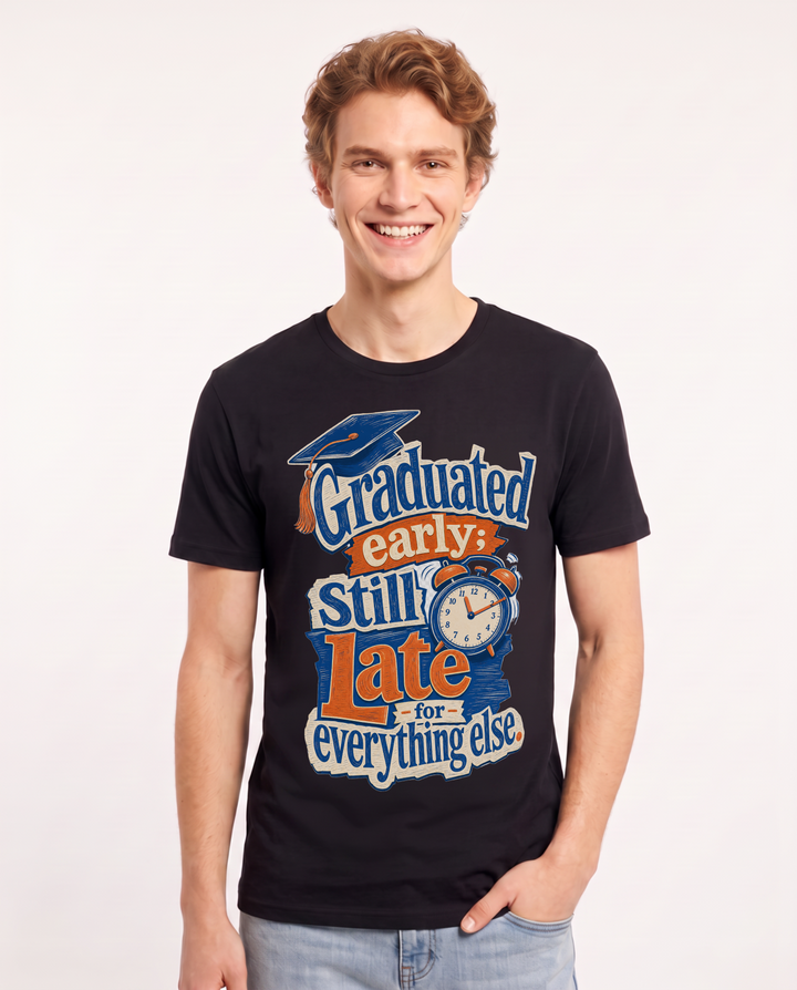 Graduation Black T-Shirt for Men – Everyday Expression Graphic Tee product image 3