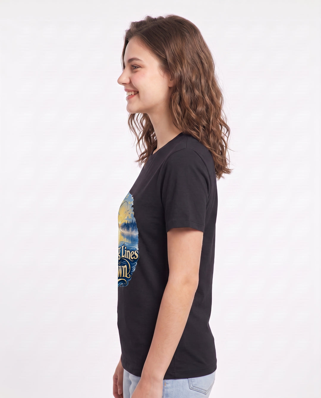 Casting Lines at Dawn Women's Black T-Shirt product image 3