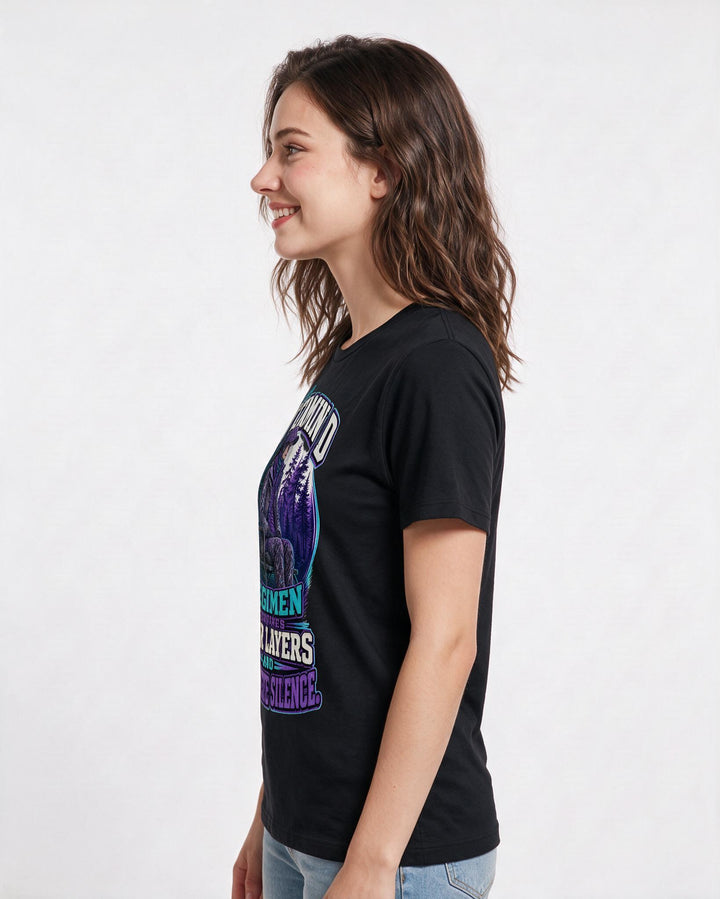 Hunting Women's Black T-Shirt – My Vitamin D regimen requires four layers and complete silence. product image 2
