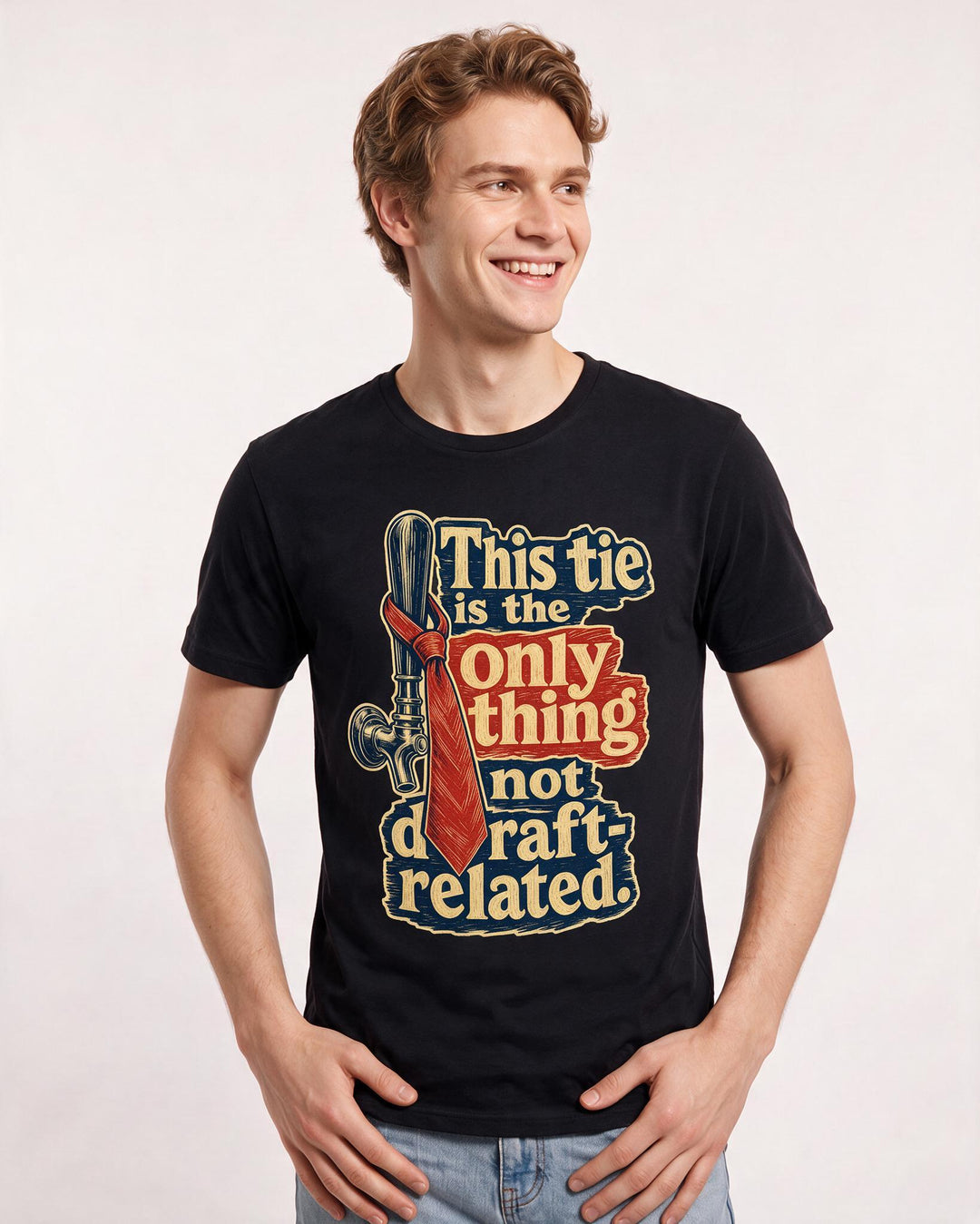 Beer Men's Black T-Shirt – This tie is the only thing not draft-related. product image 3
