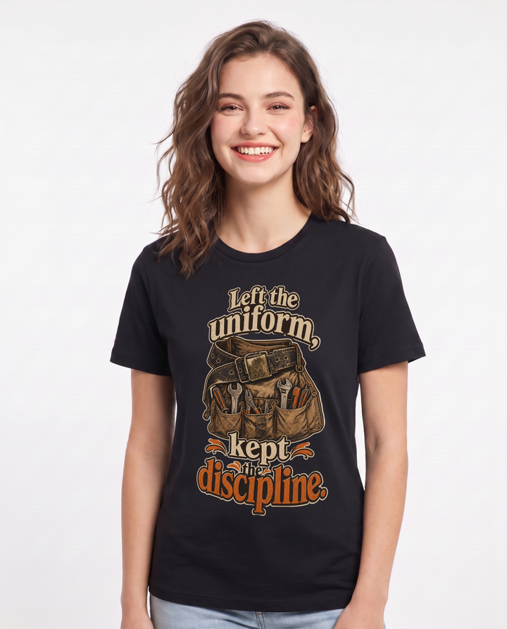 Veteran Women's Black T-Shirt – Left the uniform, kept the discipline. product image 1