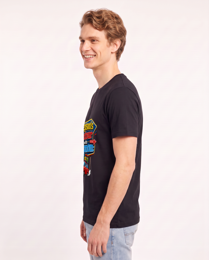 Stepson's Detour with Stepmom: Road Trip Legends Men's Black T-Shirt product image 3