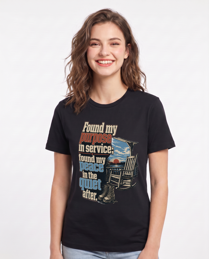 Veteran Women's Black T-Shirt – Found my purpose in service; found my peace in the quiet after. product image 1