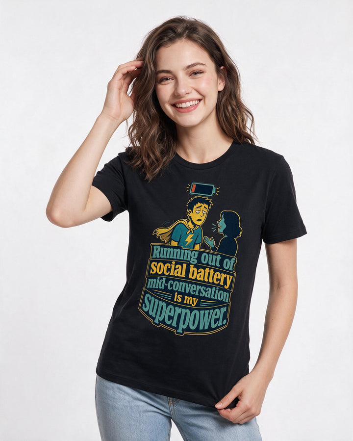 Meme Black T-Shirt for Women – Everyday Expression Graphic Tee product image 3