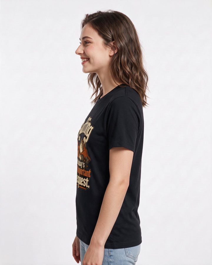 Gaming Women's Black T-Shirt – Buffing the cat is today's most important side quest. product image 2