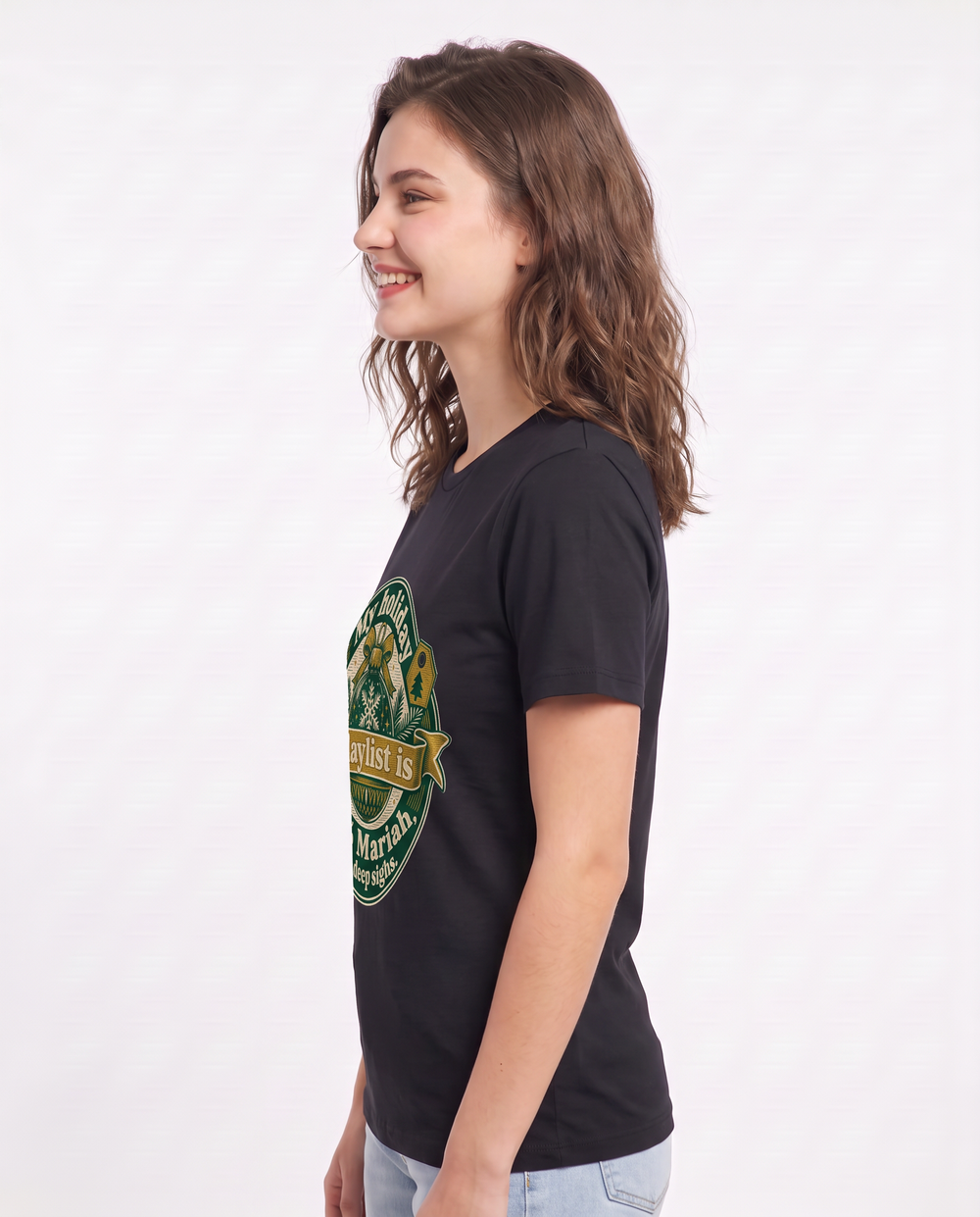 Christmas Women's Black T-Shirt - My holiday playlist is 90% Mariah, product image 2