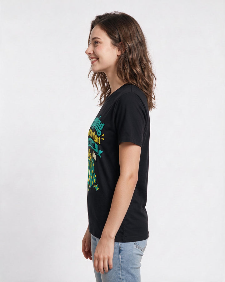 Christmas Black T-Shirt for Women – Holiday Theme Graphic Tee product image 2