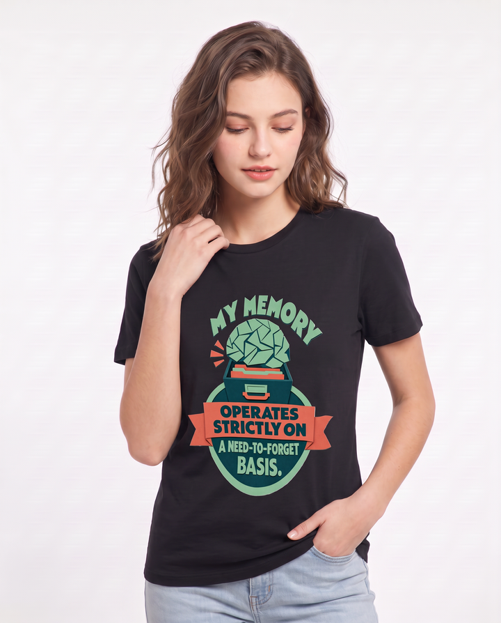 Graphic Women's Black T-Shirt - My memory operates strictly on a product image 3