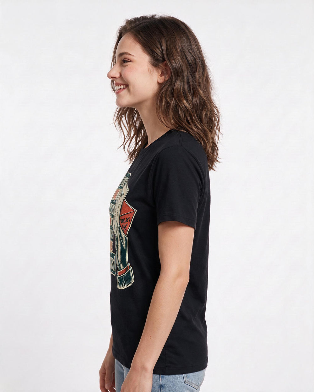 Political Statement Black T-Shirt for Women – Everyday Expression Graphic Tee product image 2