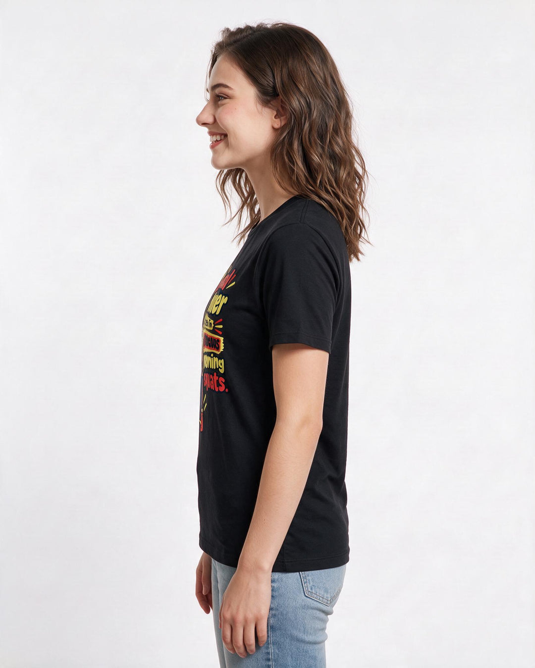 Cat Lover Black T-Shirt for Women – Everyday Expression Graphic Tee product image 2