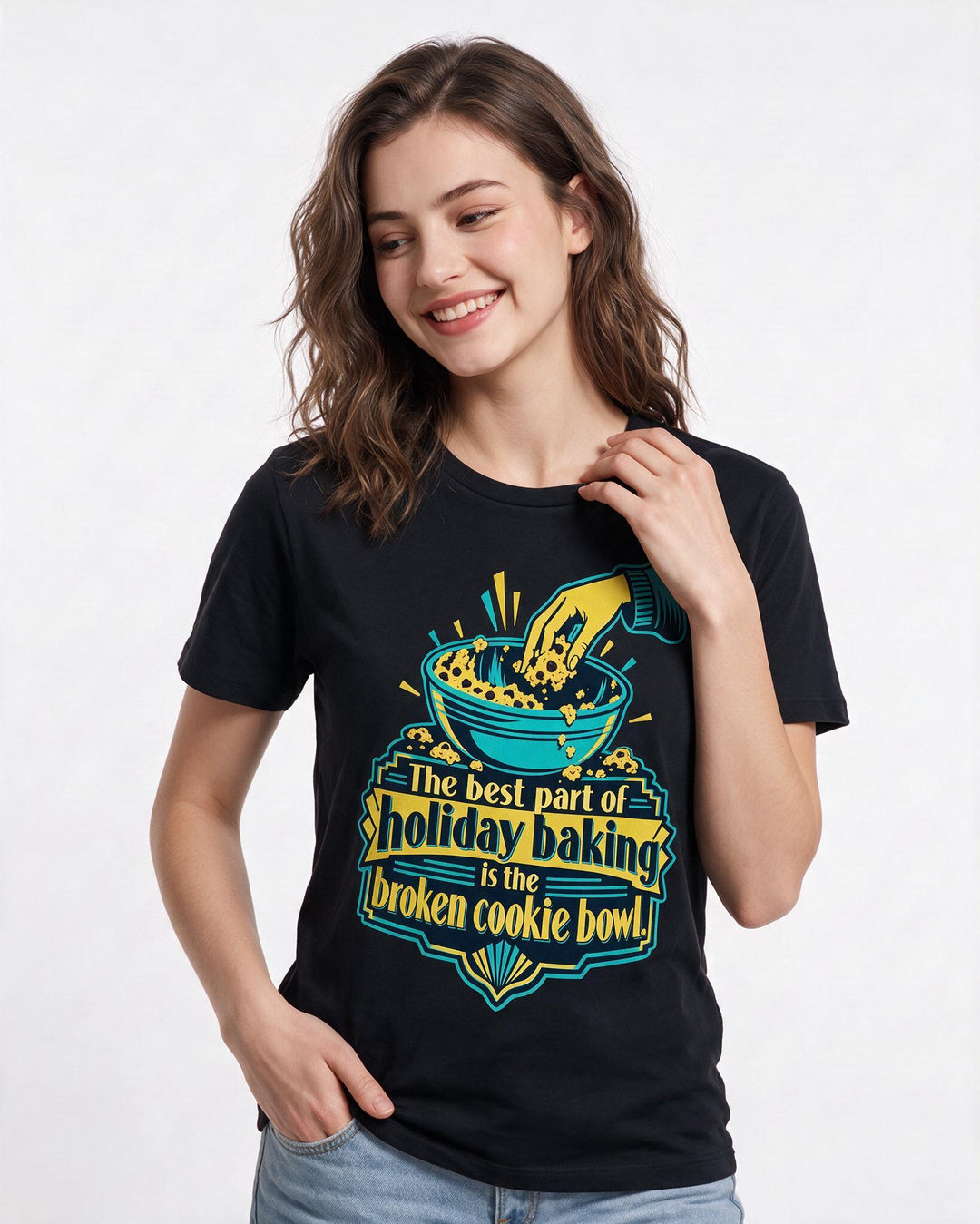 Christmas Black T-Shirt for Women – Holiday Theme Graphic Tee product image 1