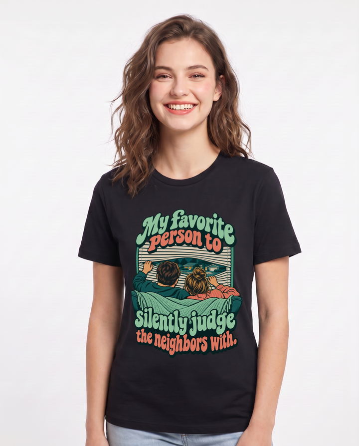 Couples Black T-Shirt for Women – Everyday Expression Graphic Tee product image 3