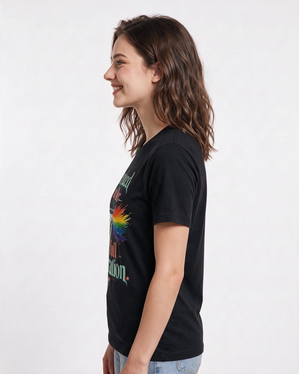 Pride Women's Black T-Shirt – I replaced my filter with full saturation. product image 2
