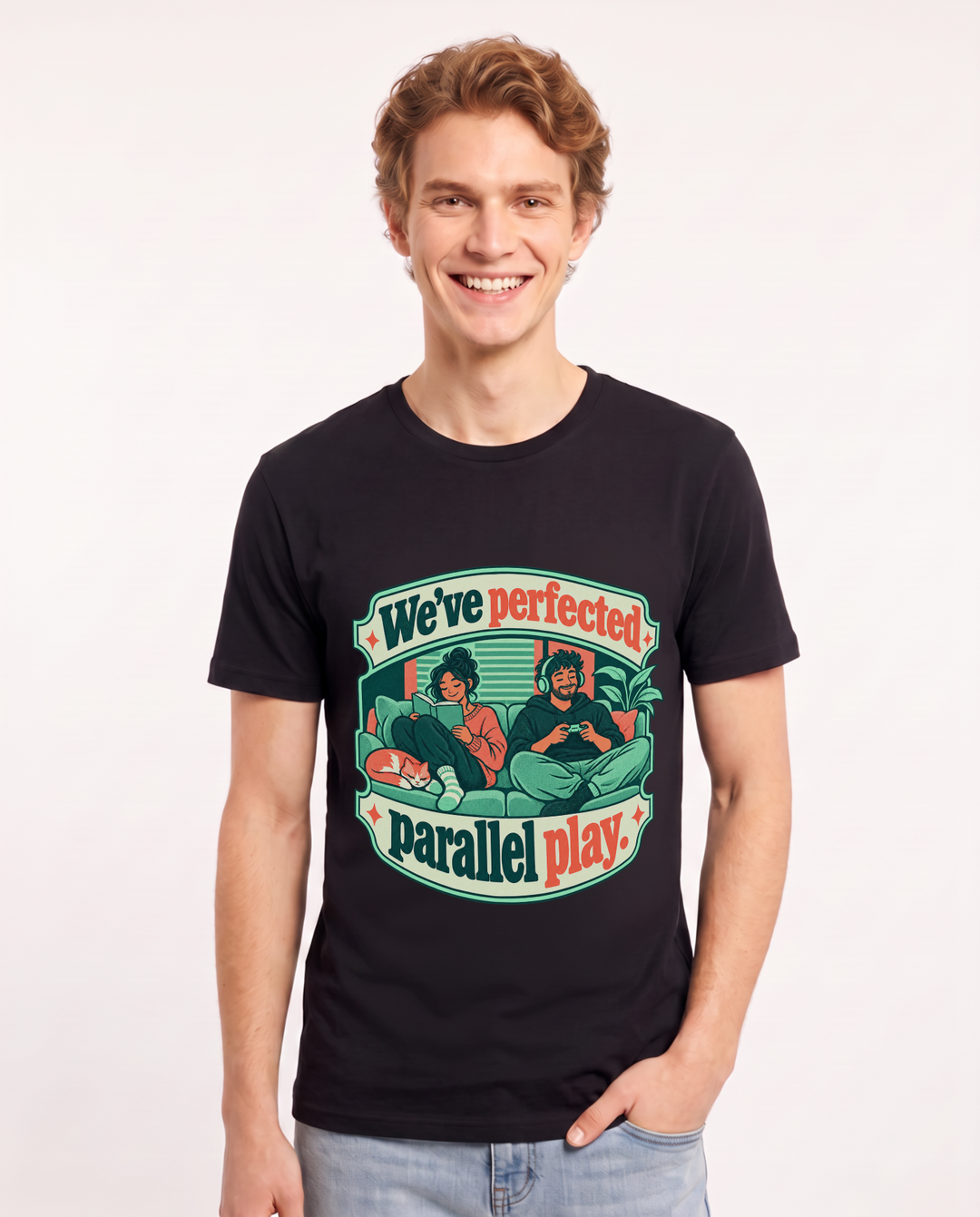 Couples Black T-Shirt for Men – Everyday Expression Graphic Tee product image 3