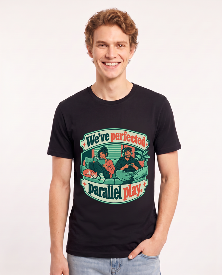 Couples Black T-Shirt for Men – Everyday Expression Graphic Tee product image 3