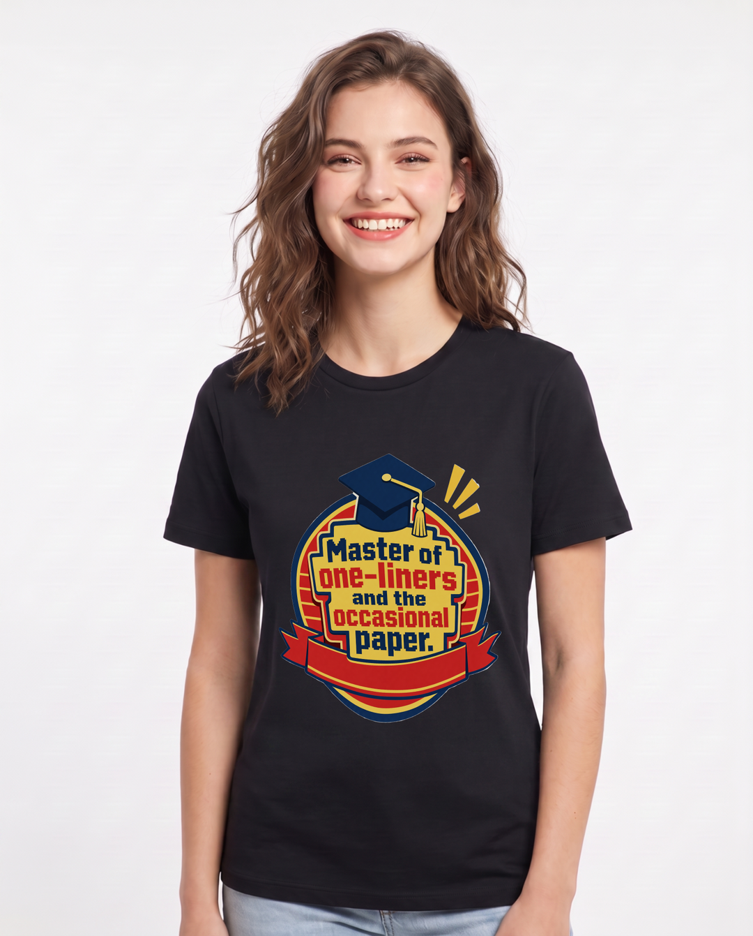 Graduation Gift Women's Black T-Shirt - Master of one-liners and the product image 1