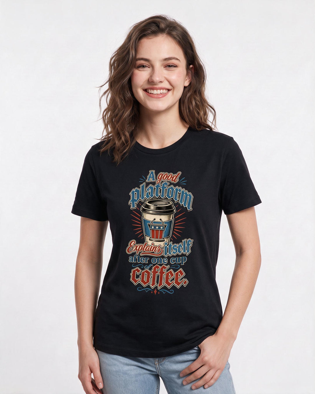 Political Statement Black T-Shirt for Women – Everyday Expression Graphic Tee product image 1