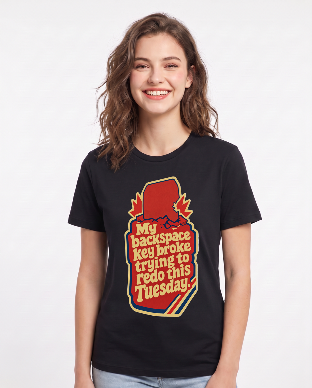Gaming Women's Black T-Shirt - My backspace key broke trying to redo product image 1