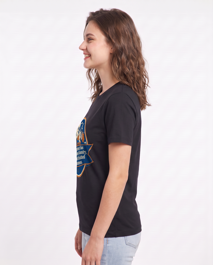 My ghost has unfinished laundry, not unfinished business. - Women's Black T-Shirt product image 3
