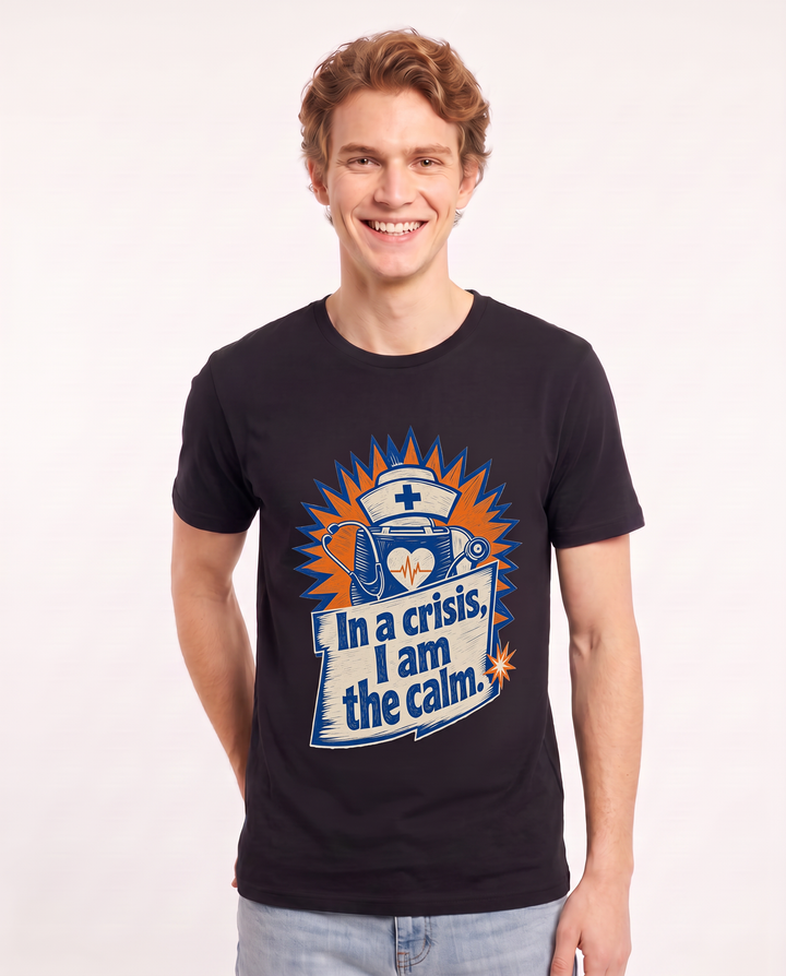 Nurse Gift Men's Black T-Shirt - In a crisis, I am the calm. product image 3