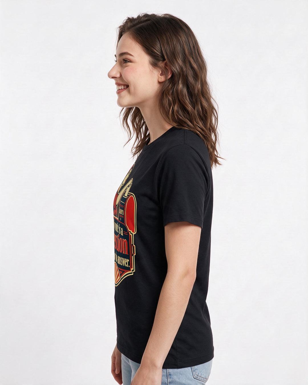 Political Statement Black T-Shirt for Women – Everyday Expression Graphic Tee product image 2