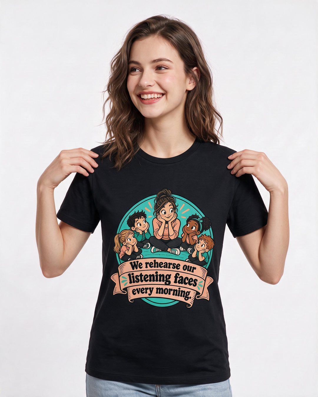 Teacher Black T-Shirt for Women – Everyday Expression Graphic Tee product image 1