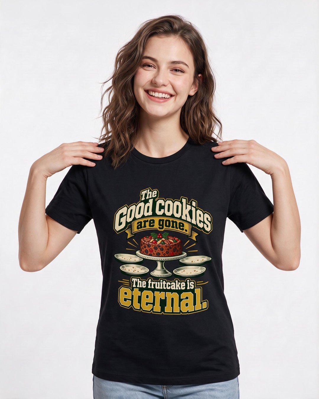 Christmas Black T-Shirt for Women – Holiday Theme Graphic Tee product image 1