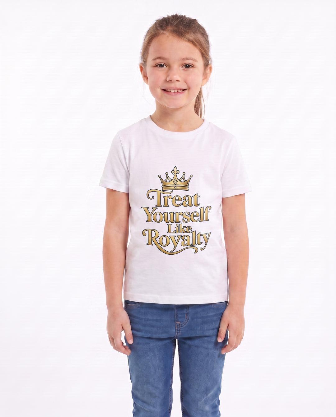 Treat Yourself Like Royalty White T-Shirt mockup 3
