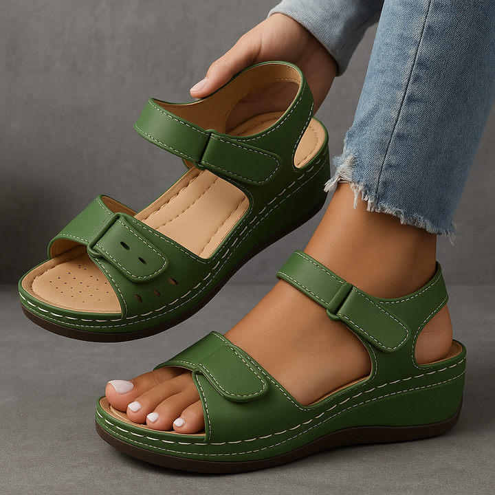 Women's Orthopedic Platform Wedge Sandals with Double Strap