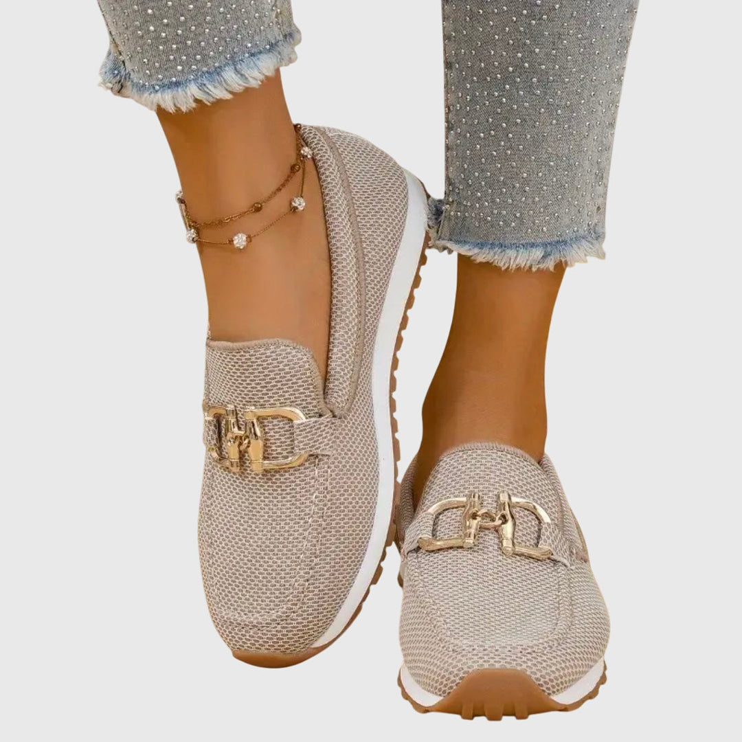 Women's Orthopedic Loafers with Chain Detail and Textured Upper