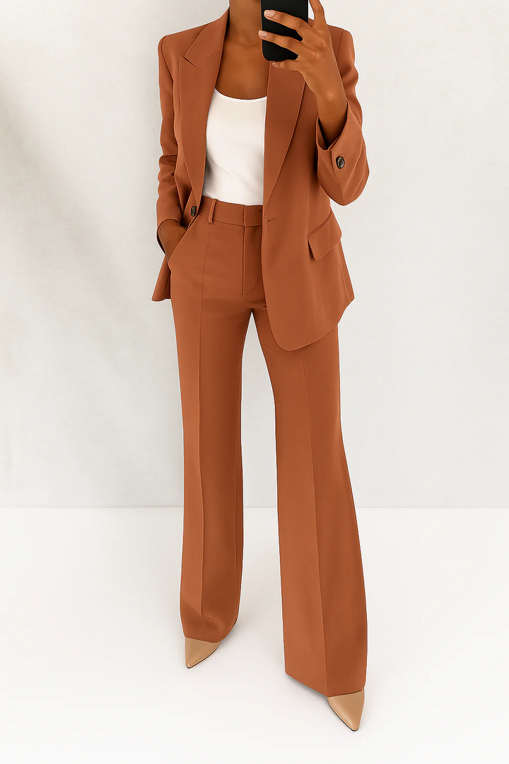 Leila | Blazer Set with Wide Leg Trousers and Single Button