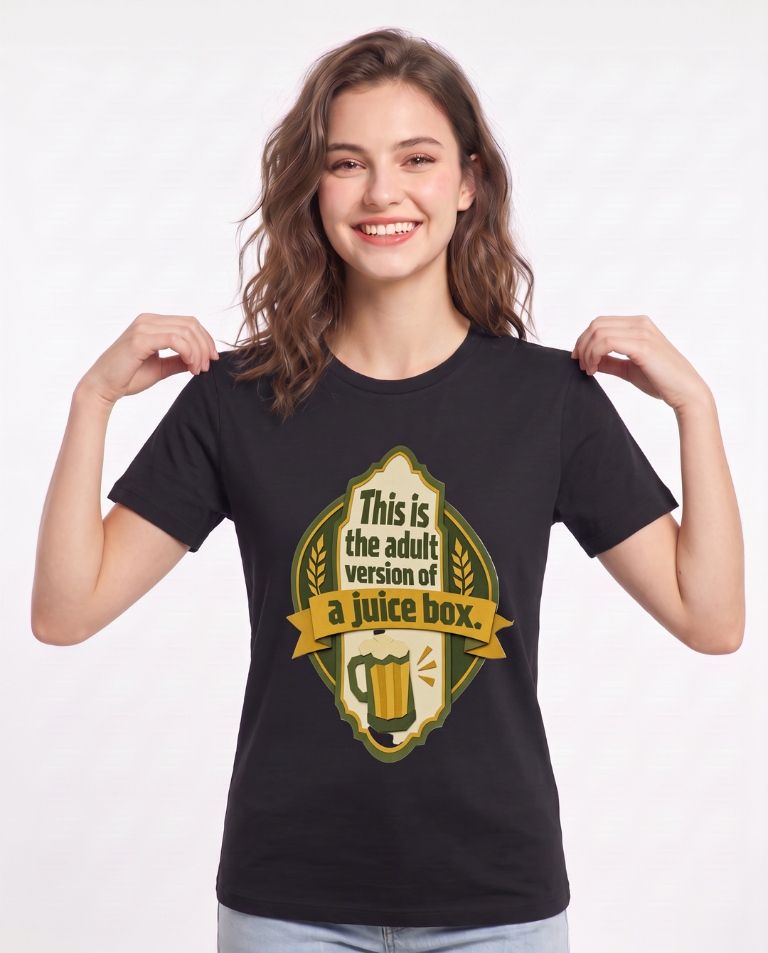Funny Beer Women's Black T-Shirt - This is the adult version of a product image 3