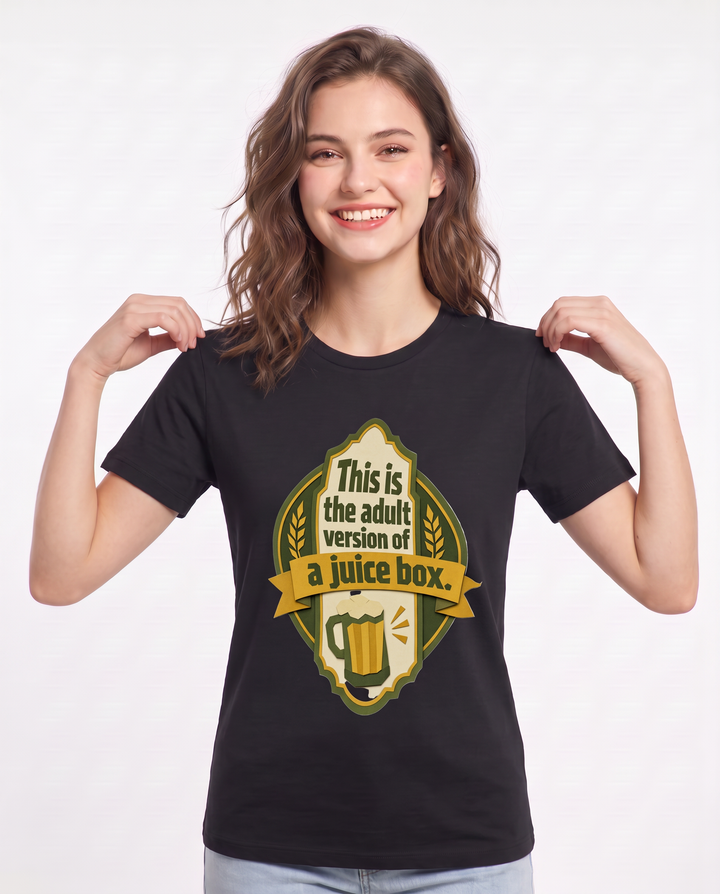Funny Beer Women's Black T-Shirt - This is the adult version of a product image 3
