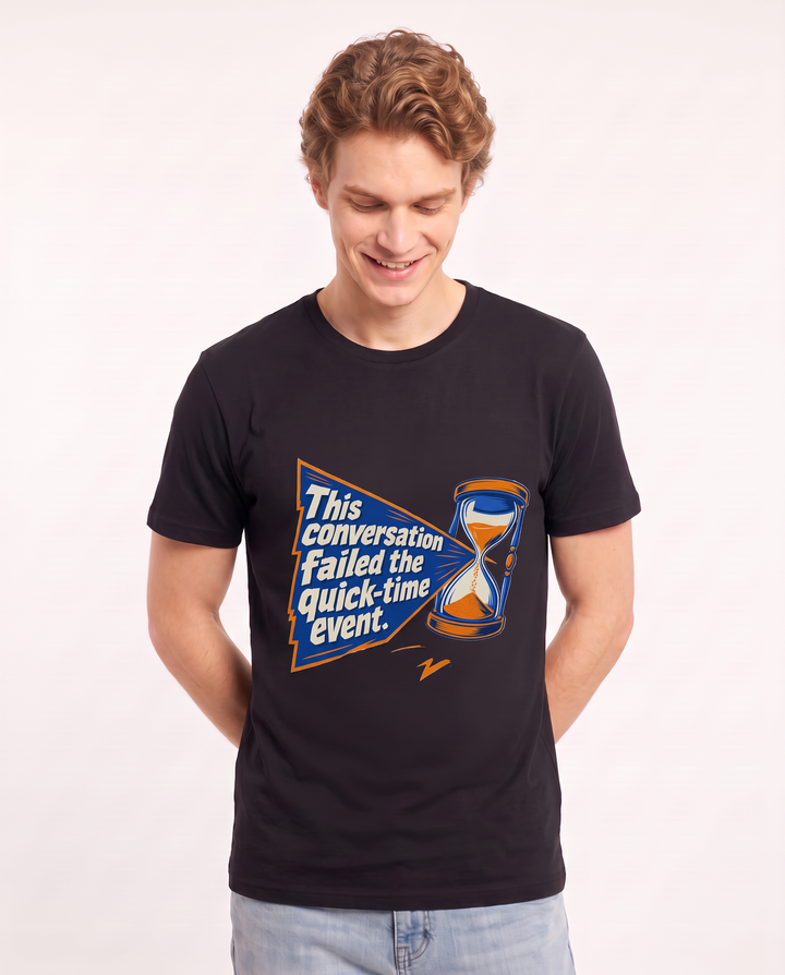 Gaming Men's Black T-Shirt - This conversation failed the quick-time product image 3