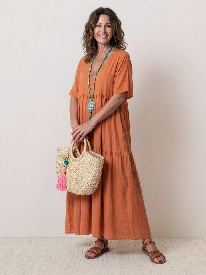 Nora | Boho Maxi Dress V-Neck Tiered