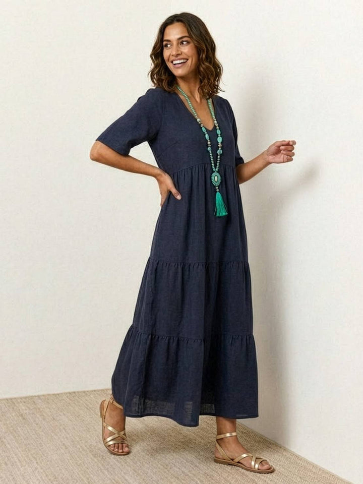 Nora | Boho Maxi Dress V-Neck Tiered