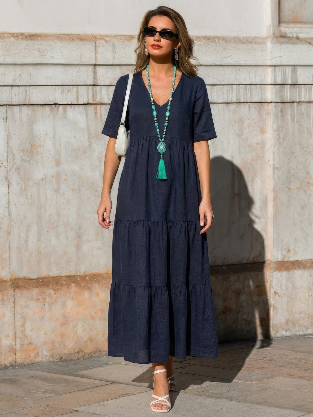 Nora | Boho Maxi Dress V-Neck Tiered