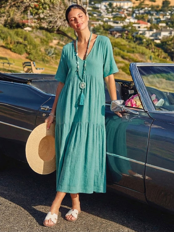 Nora | Boho Maxi Dress V-Neck Tiered
