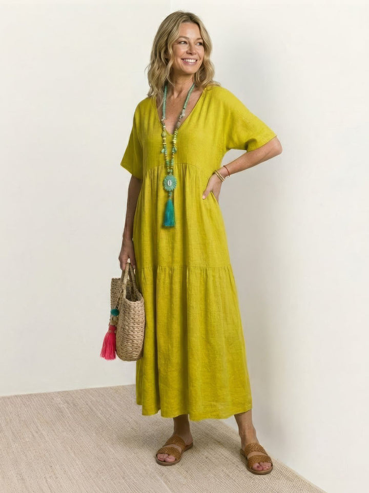 Nora | Boho Maxi Dress V-Neck Tiered